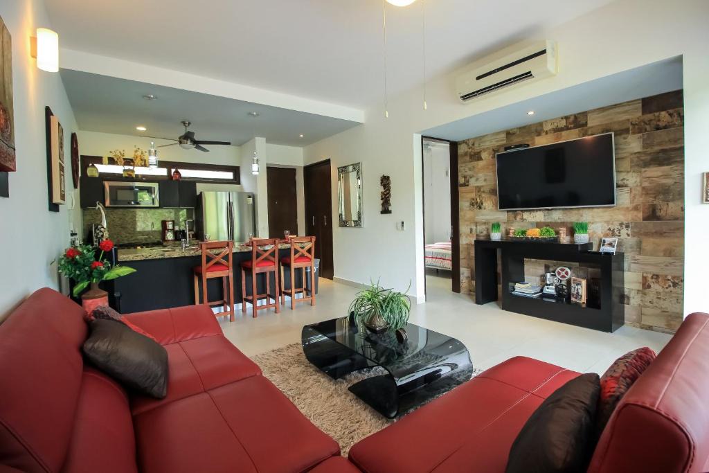 Akumal Apartment | Stylish 2BR Apartment Charming Private Balcony with Pool View in Gated Community