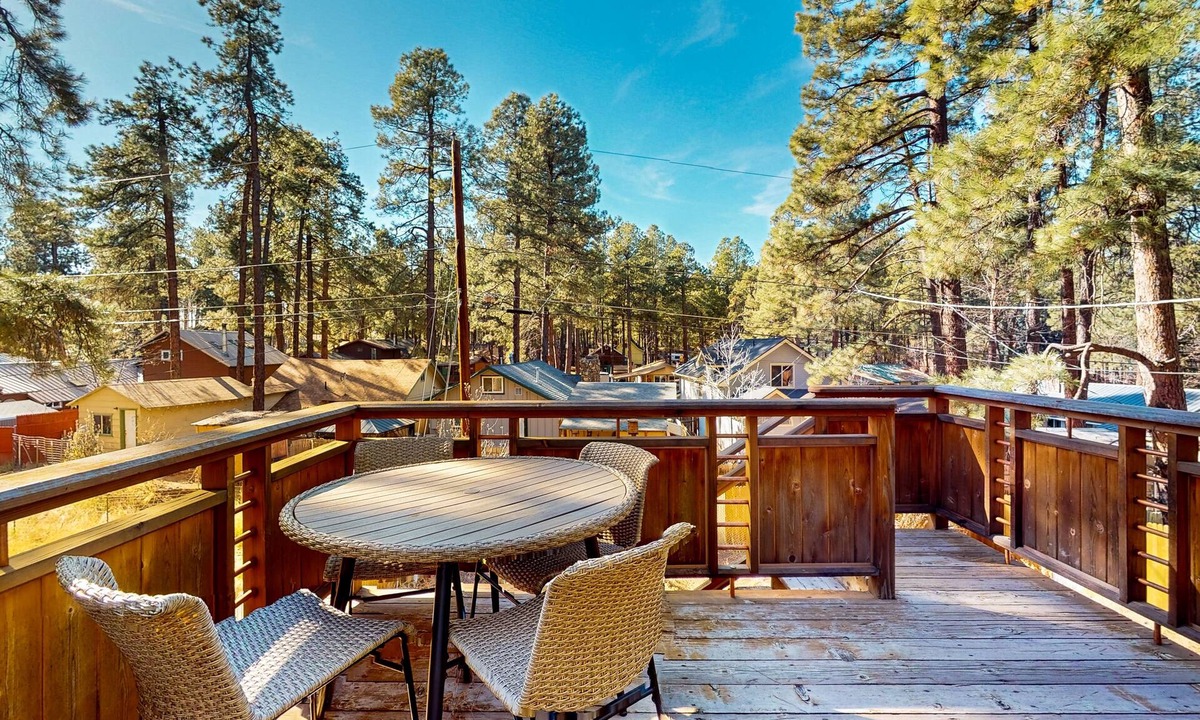 Mountainaire House | Two-story home with sunroom, large yard, fire pit, & BBQ grill