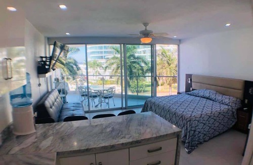 Flamingos Apartment | Area Ocean, Affordable 1BR Studio, Beachfront Resort, Pools, Snack Bar, & Balcony