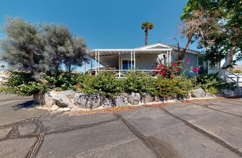 Desert Hot Springs House | Inviting dog-friendly home with pool, tennis, grill, patio, central AC, & W/D
