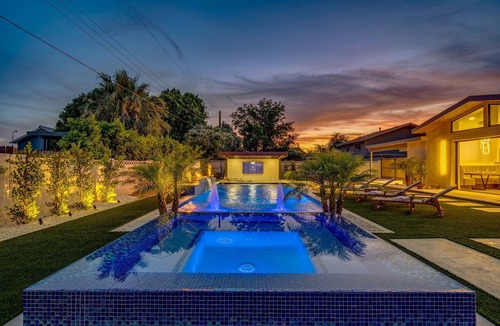 Park Scottsdale Four House | Luxury Pool Oasis - Modern Desert Home w/Resort Backyard, Fire Pits & Game Room