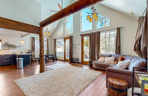 Iron Springs Cabin | Modern mountain cabin with forested views, play loft & deck - dog-friendly