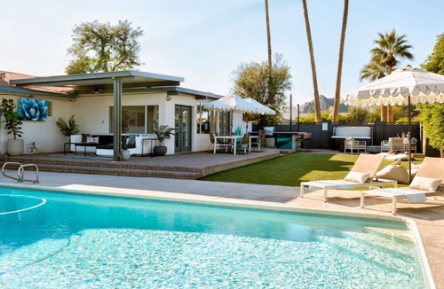 Paradise Valley Village House | Mountain Views! Outdoor kitchen, heated pool, hot tub, shuffleboard, hike nearby