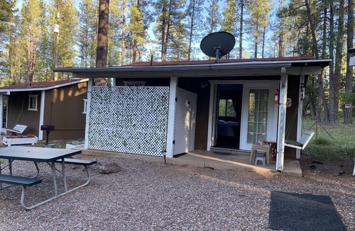 Payson Cabin | Pet friendly Fun Family Cabin- 3 Beds, Fireplace, Horseshoes, Swing, Hottub