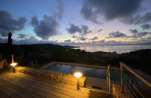 Portigliolo Villa | Villa - panoramic view of the Sanguinaires - swimming pool