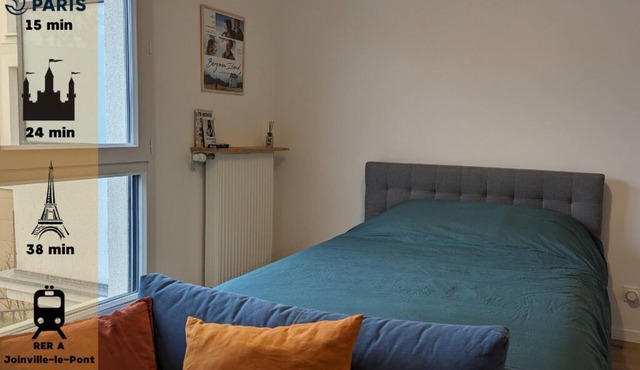 Bright studio near Paris with easy access to Disneyland via the RER A line
