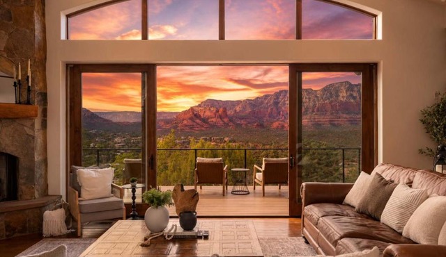 NEW - Tuscan Red Rock Overlook - Spectacular Views 2 Pools Waterfalls Fire Features Spa Sauna Massage Chairs & Salt Room