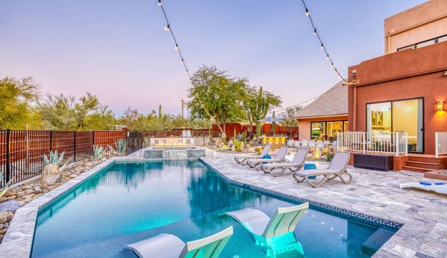 Stunning Estate with Mountain Views, Heated Pool, Fun Game Room, & Hot Tub!